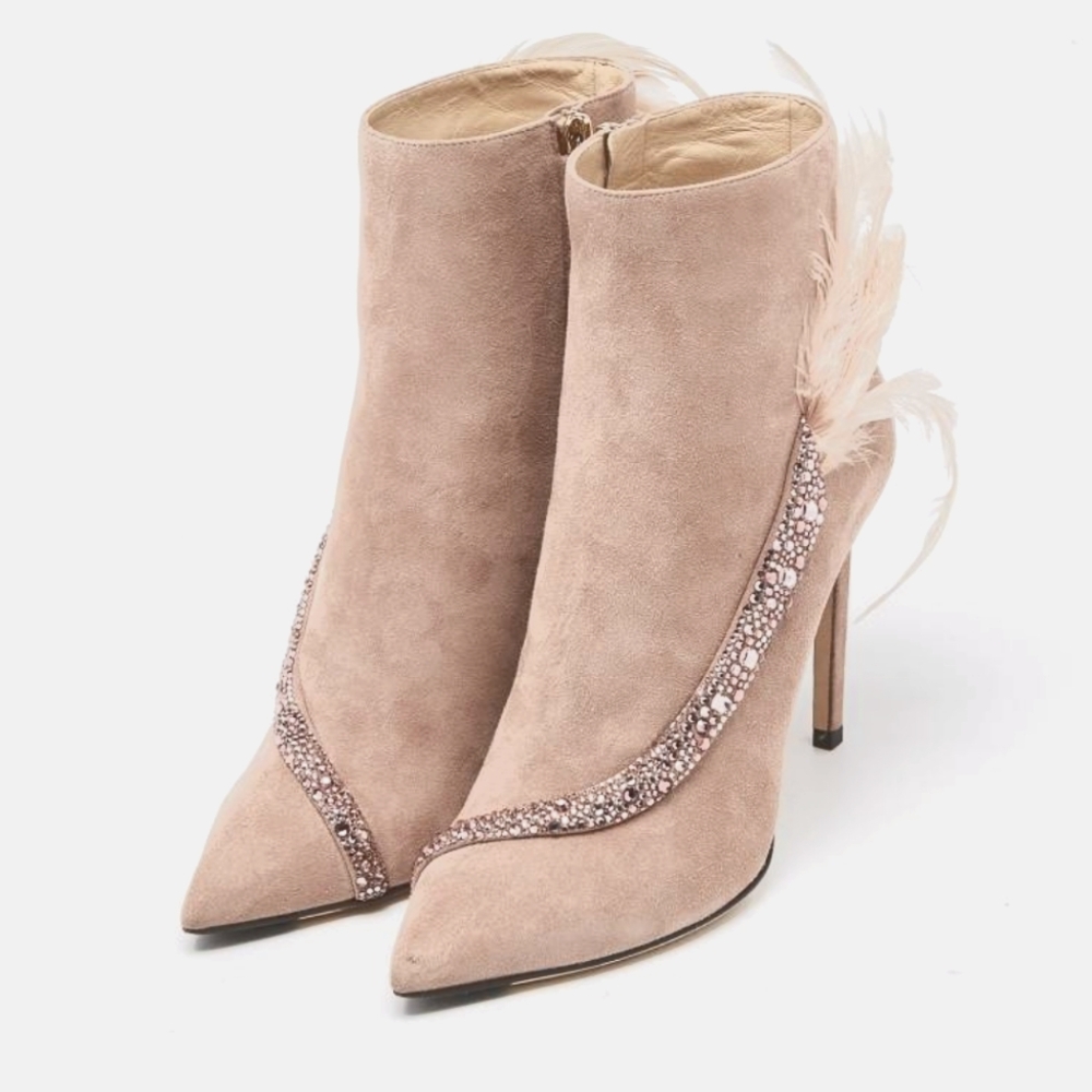 Pink feather Booties Jimmy Choo
